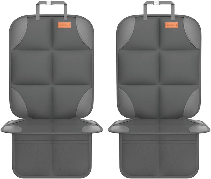 Car Seat Protector, 2Pack Seat Protector Protect Child Seats with Thickest Padding and Non-Slip Backing Mesh Pockets for Baby and Pet,Sedan SUV Truck (Black)