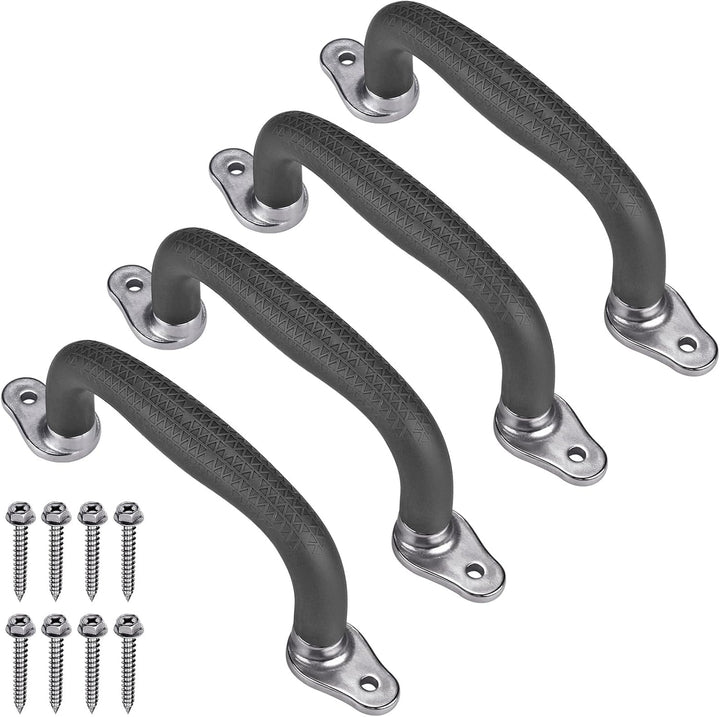Black Playground Safety Handles, Non-Slip Kids Playground Grab Handles, Durable Indoor Outdoor Playset Hand Grips for Playhouse, Treehouse, Climbing Frame, Jungle Gym, Swing Set, 2 Pack