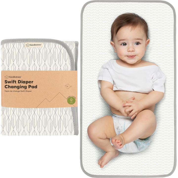 Portable Diaper Changing Pad, Easy Wipe Clean - Foldable Waterproof Baby Changing Mat for Diaper Bag, Compact, Lightweight, 25X13 Baby Changer Travel Essential, Machine Washable (Black Geo)