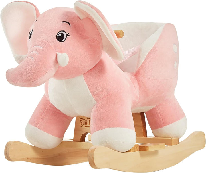 Elephant Baby Rocking Horse for Toddlers 6 Months to 3 Years, Cute & Graceful Grey Elephant Rocker for Baby Girl, Stuffed Plush Ride-On Rocking Animal, Easy to Assemble, CPC & CE Certified