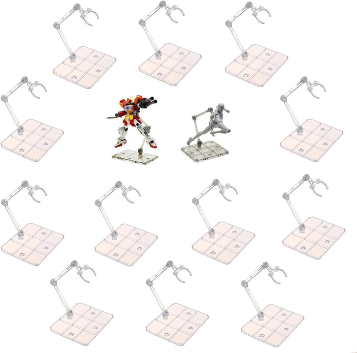 2 Pcs of HG144 Action Figure Stand, Display Holder Base, Doll Model Support Stand Compatible with 6" HG RG SD SHF Gundam 1/44 Toy Clear