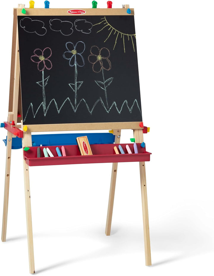 Deluxe Standing Art Easel - Dry-Erase Board, Chalkboard, Paper Roller - FSC Certified