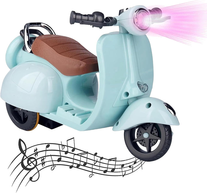 Scooter for Labubu, Scooter Toy with Light and Music, Have a Seat for Labubu Accessories, Mini Electric Doll Scooter Interactive Decor Desktop Ornaments (White)
