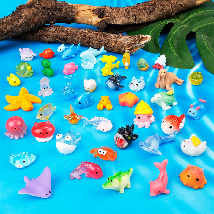 42 Pcs Mini Resin Animals 42 Styles Resin Animals Figurines Bulk for Fairy Garden Miniature Dollhouse Accessories Hide Crafts Decor