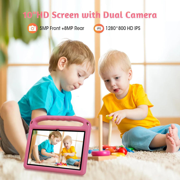 Kids Tablet, 10 Inch Tablet for Kids 128GB ROM Octa-Core 6000Mah Battery, Android 14 Toddler Tablet with 5G WIFI Parental Control Eye Protection, Shockproof Case, Netflix Youtube, Gift for Children