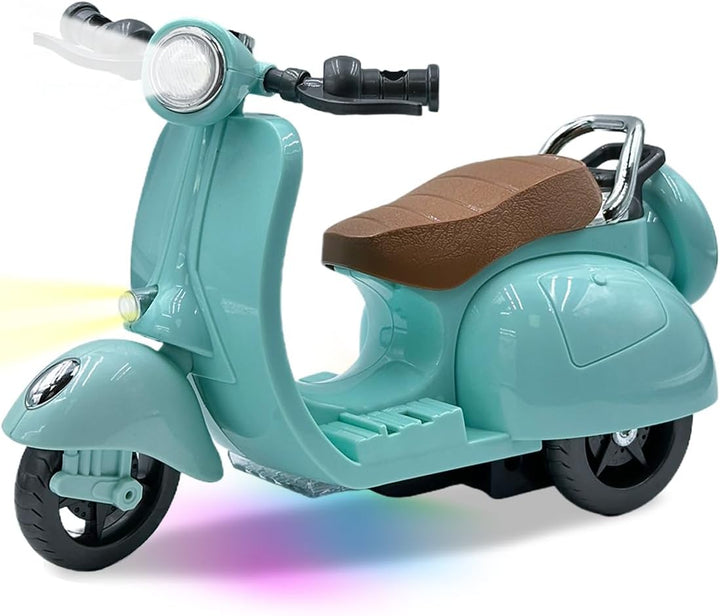 Electric Doll Scooter for 17Cm Doll,Funny Doll Accessories with Music and Lights, 360° Rotatable Plastic Scooter Decoration Batteries Not Included (White)