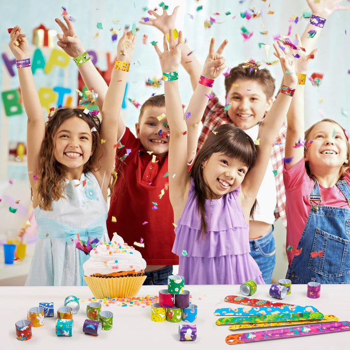 60 Pcs Slap Bracelets for Kids, 30 Styles Colorful Bulk Slap Wristbands - Animals Heart Galaxy Cute Slap Bracelets for Easter Party Favors Classroom Prizes Exchanging Gifts