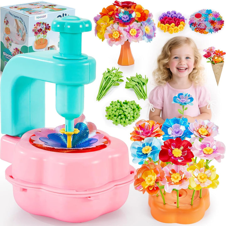 Flower Bouquet Toys, Arts and Crafts for Girls Ages 4-8, Gifts for 4 5 6 7 8 9 Year Old Girls, DIY Flower Making Toy Kit for Kids, Mess-Free Fun & Educational Activities for Preschool Kids