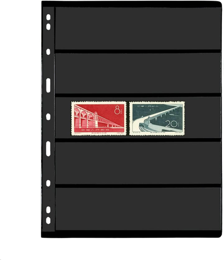 20 Sheet Stamp Pages, 1 Rows Pages for Stamp Collectors, 9-Hole Standard Page Fit Stamp Album Binder, Professional Pack