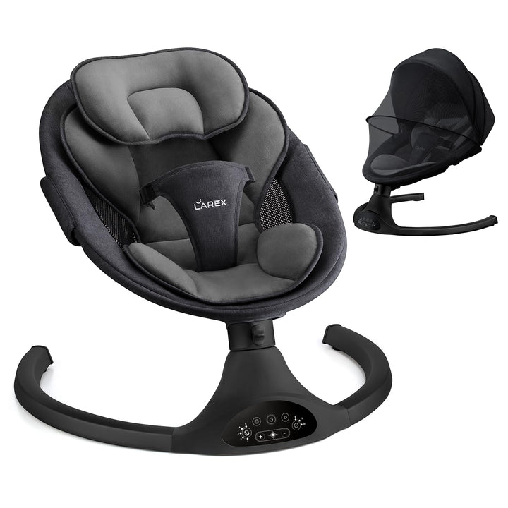 Baby Swing Infant Swing Electric Toddler Baby Rocker Portable for Newborn Boy Girl, 5 Sway Speeds with Remote Control, 10 Preset Melodies and Bluetooth, 0-6 Months Max 20 Lbs (Black)