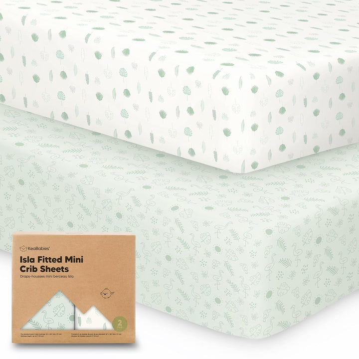 Pack and Play Sheets Fitted - 2-Pack Mini Crib Sheets for Pack N Play Mattress 38X26, Soft & Cozy, Neutral Toddler Playard Bedding, Snug Fitted Mini Baby Crib Mattress Cover Boy, Girl (Butterflies)