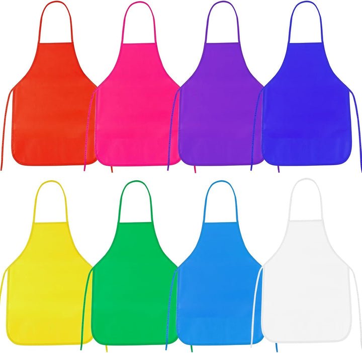 8 Pcs Kids Apron Painting Aprons, Kids Aprons for Painting Art Apron Smocks Bulk for Art Activity Craft Home Kitchen Classroom Party Supplies