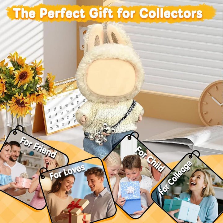 17Cm Doll Clothes(No Doll), Cute Dolls Outfit Accessories with Sweater + Denim Jeans + Pants, Small Kawaii Clothes Set for Dolls(Style 4)