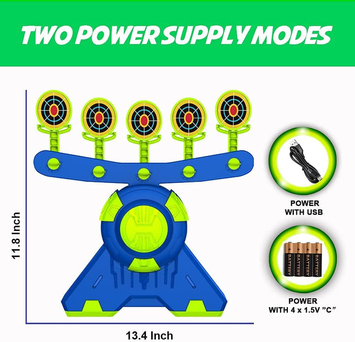 Shooting Games Toy for Age 5, 6, 7, 8, 9, 10+ Years Old Kids, Boys - Glow in the Dark Floating Ball Target with Foam Dart Toy Gun, 10 Balls/5 Targets - Ideal Gift