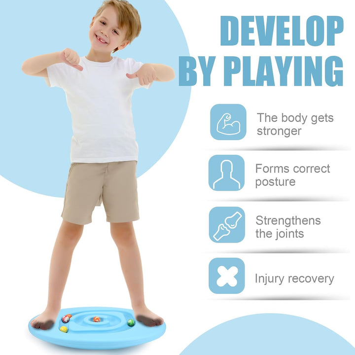 Maze Balance Board for Kids Plastic Wobble Rocker Balance Board with Mini Balls Load 170Lb for Balancing Exercise Equipment Game Boys Girls Physical Therapy, 18.5 X 14.57 Inches
