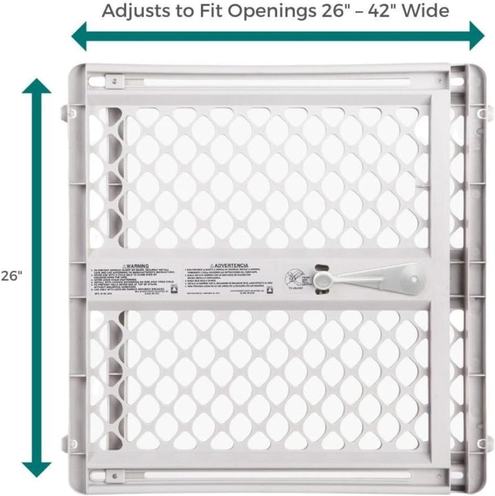 North States Universal Pet Gate: 26” - 42” Wide Dog Gate. Use as Pressure Mounted Gate or Swinging Door with Included Hardware. Dog Gates for Doorways, 26" Tall, Gray