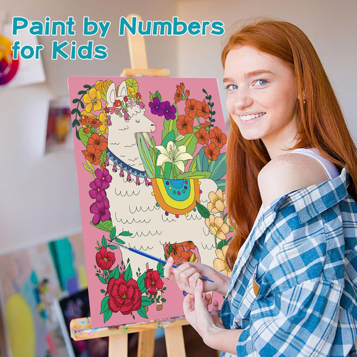 3 Pack Paint by Numbers Kit for Kids 8-12, 10*8" Framed Canvas with 17 Acrylic Paint Pots and 6 Brushes, Color by Number Crafts Art Supplies