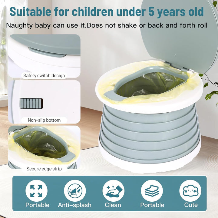 Portable, Foldable Potty Seat for Toddler, Training Toilet Seat Emergency Toilet for Car, Camping, Outdoor, Indoor (Grey, Small)