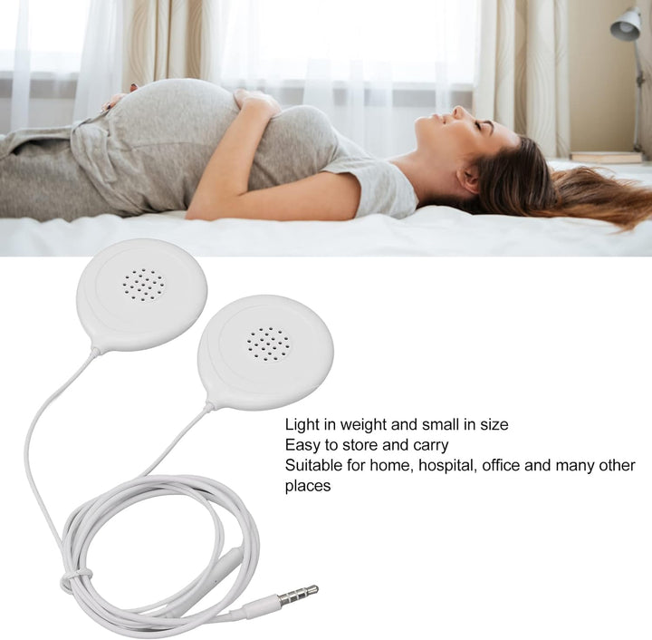 Prenatal Belly Headphone, Baby Heartbeat Monitor Pregnancy Prenatal Belly Speakers Music Splitter 12 Sticker Prenatal Belly Headphone Pregnancy Headphone for Women Mother White