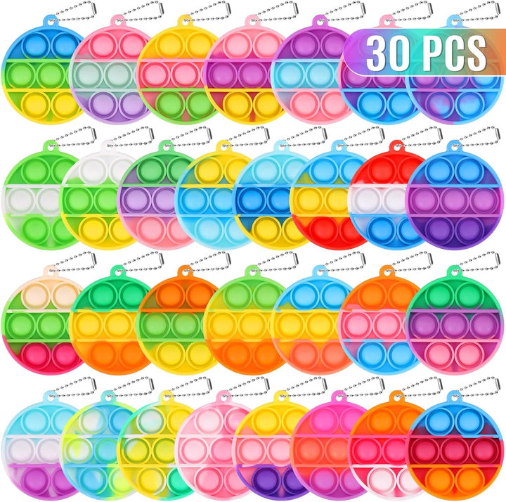Kids Party Favors Fidget Toys Bulk 30 Pack Mini Pop Fidget Keychain Its Birthday Party Favors for Kids 4-8,8-12 Small Classroom Prizes It Back to School Student Gifts for Students Goodie Bag Stuffers