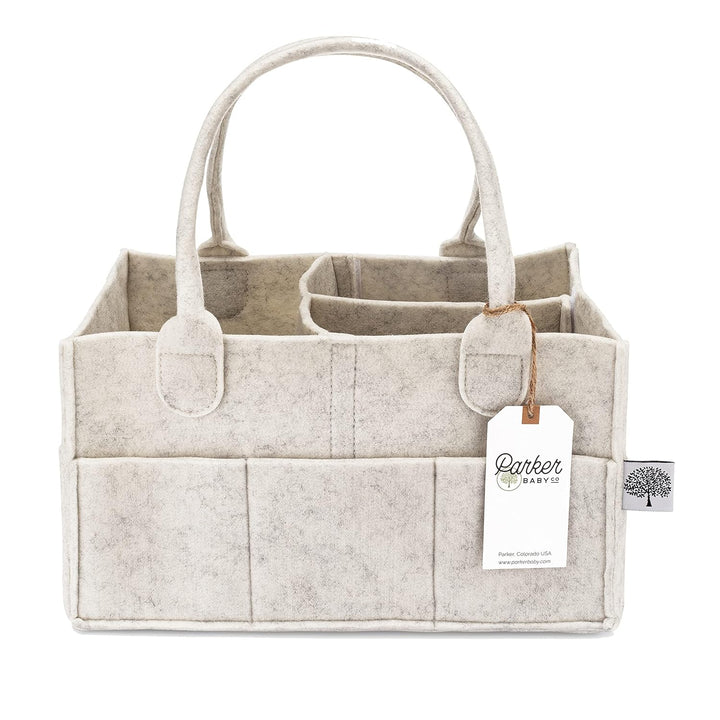 Diaper Caddy - Nursery Storage Bin and Car Organizer for Diapers and Baby Wipes - Gray, Large