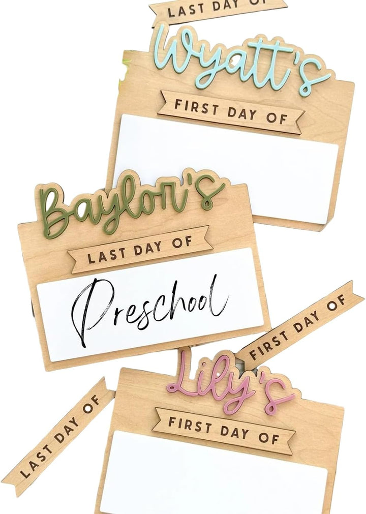 Personalized First and Last Day of School Chalkboard Sign, Custom Back to School Board for Kindergarten, Capture Sweet Memories, Ideal for Photos, Eco-Friendly Material, Durable Design