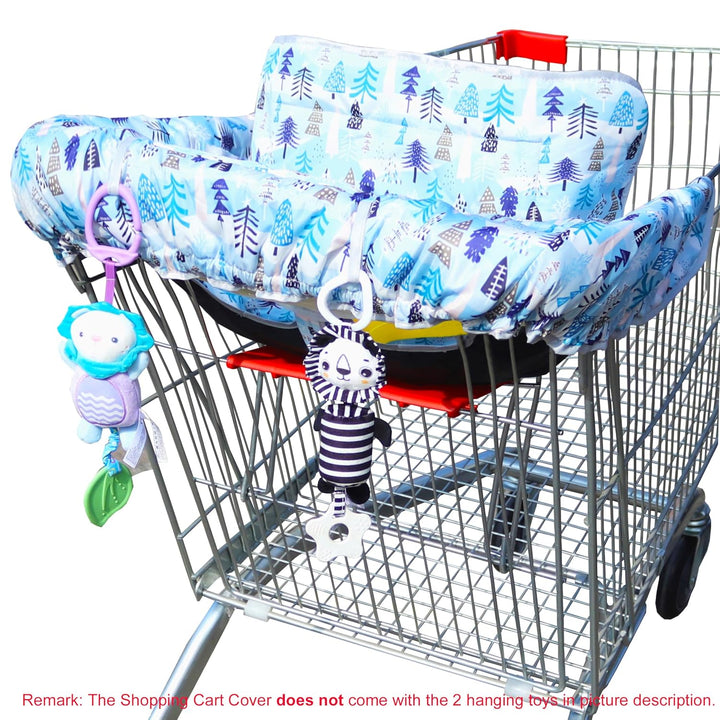 2 in 1 Shopping Cart Cover&High Chair Cover for Restaurant Seat, Grocery Cart Cover for Baby Infant Toddler Girl/Boy Reversible, Machine Washable (Blue)