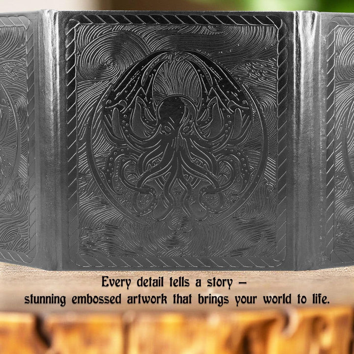 DM Screen – 3-Panel Travel-Ready Dungeon Master Screen with Transparent Pockets, PU Leather GM Screen, Wet-Erase Compatible, Compact Size for Portable Tabletop RPG Campaigns