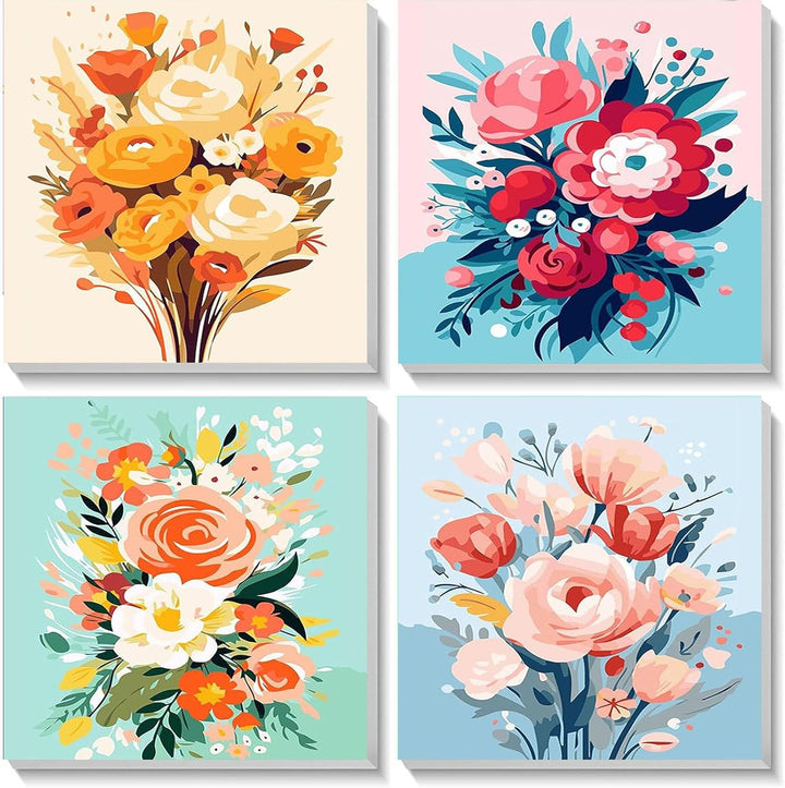 4 Pack Butterfly Paint by Number for Kids with Wooden Frame, Paint by Numbers for Kids Butterflies Ages 4-8-12, Easy Painting with Numbers DIY Acrylic Oil Painting Kits for Home Wall Decor (8X8 Inch)