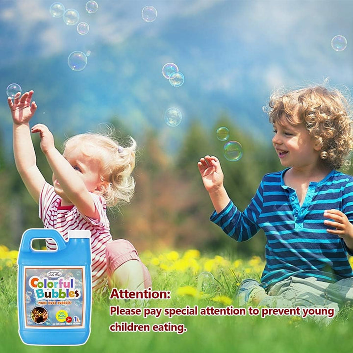 Concentrated Bubble Solution, 1 L/ 33.8 OZ Refill for Bubble Machines, Giant Wands, and Blowers - up to 2.5 Gallons for Kids' Birthday Parties