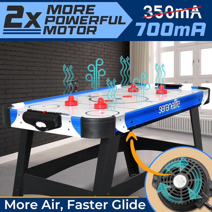 54" Air Hockey Game Table with 2X Stronger Motor, Light-Up Scoreboard, AC in Line Power Switch Includes 2 Pucks, 2 Pushers