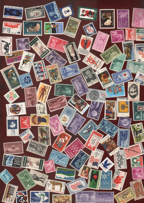 STAMP COLLECTORS! Nice Large Lot of 100 Vintage Mint US Postage Stamps - All Stamps Are New, Mint Condition ~ Each Packet Is Different! (Reference Picture Only) by