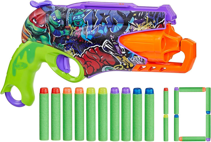 Teenage Mutant Ninja Turtles Blaster, 10 Elite Darts, Toy Foam Blasters, Ages 8 and Up