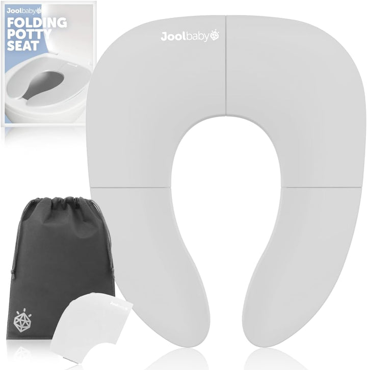 Jool Baby Folding Travel Potty Training Seat for Toddlers, Fits round & Oval Toilets, Non-Slip Suction Cups, Includes Free Travel Bag (Aqua)