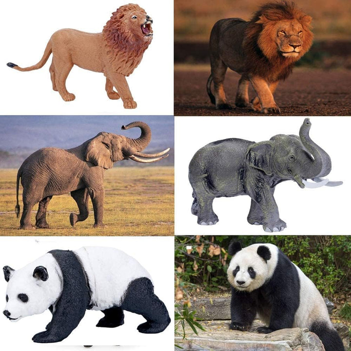 Safari Animals Figures Toys, Realistic Jumbo Wild Zoo Animal Figurines Plastic African Jungle Animals Playset for Kids Toddlers, 14 Piece Gift Set