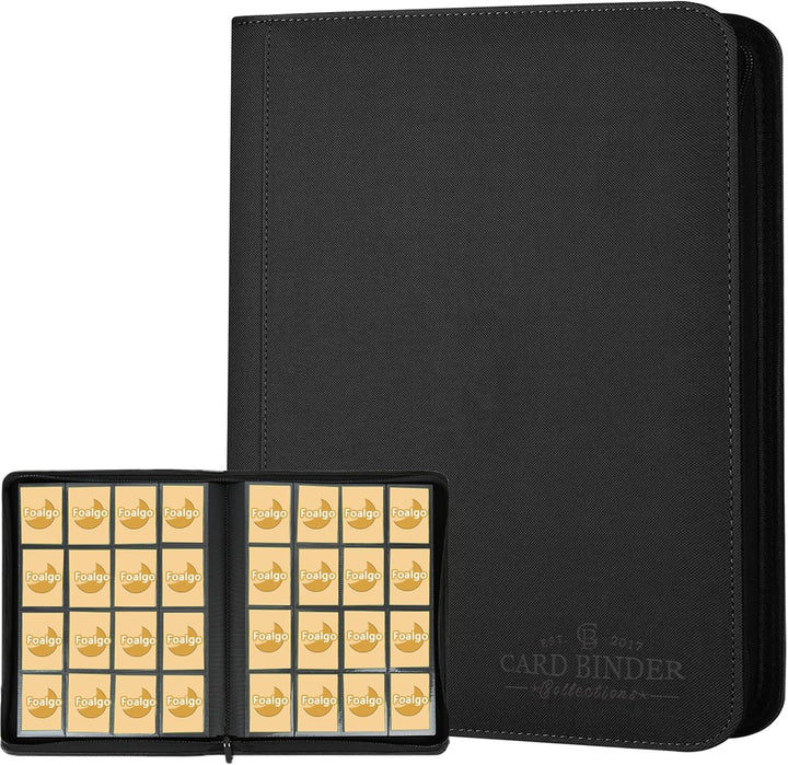 9 Pocket Card Binder, Premium Zip Trading Card Binder, 540 Double Sided Pocket PU Collection Binder, Collector Album, Card Folder for MTG, TCG, Sports Cards (Black)