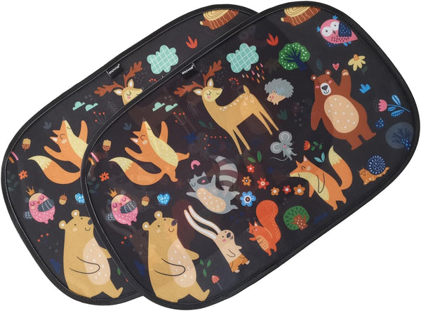 2 Pack Animals Cartoon Car Window Sun Shades for Kids - 21X14 Inches - Baby Sun Shades - Glare and UV Rays Protection Car Window Shades, Suitable for Suvs, Minivans and Full Size Cars