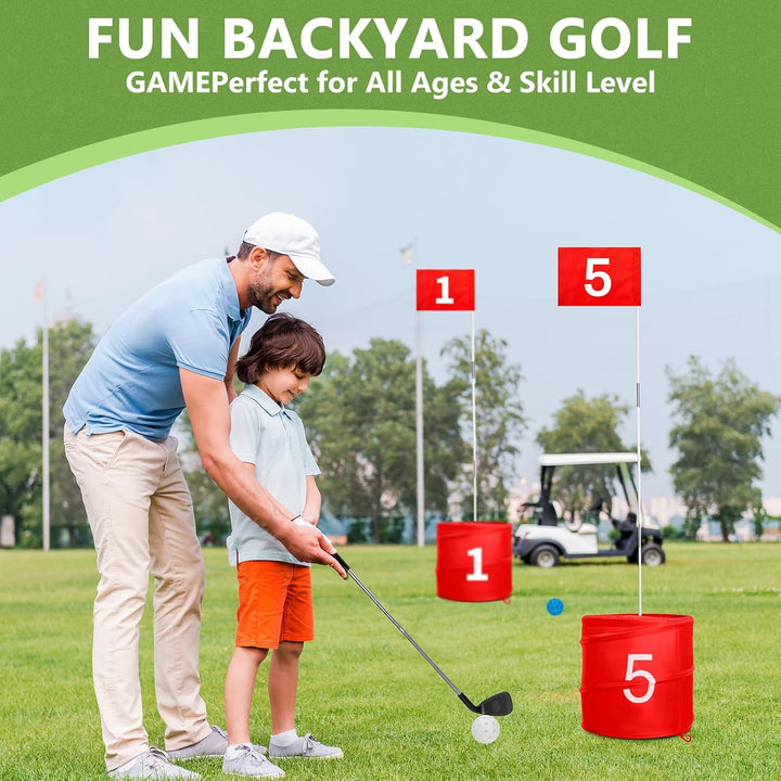 6 Hole Backyard Game Golf Yard Practice, Outdoor Indoor Backyard Golf Game Gifts for Yard, Lawn, Park, Yard, Beach (6 Hole Golf Game)