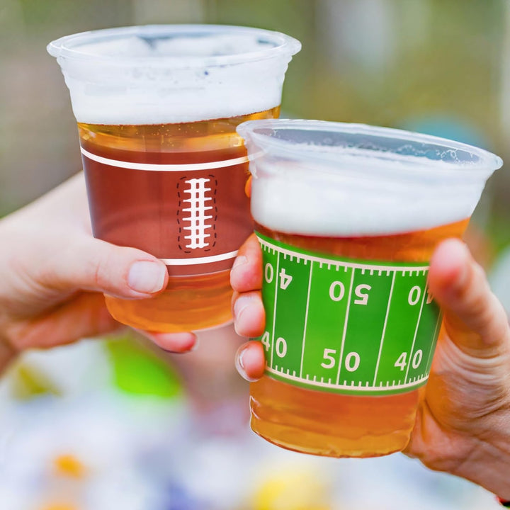 100 Pcs 16Oz Football Plastic Cups - Football Parties and Tailgate Events, Disposable & Convenient - Ideal Party Supplies & Party Favors for Football Themed Birthdays