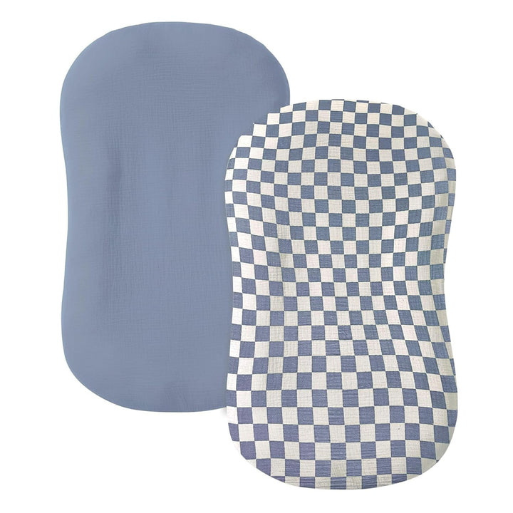 Muslin Baby Lounger Cover 2 Pack, 100% Cotton Infant Lounger Cover, Soft & Breathable Replacement Slipcover, Compatible with Snuggle Me Newborn Lounger (Dark Olive,Cream)