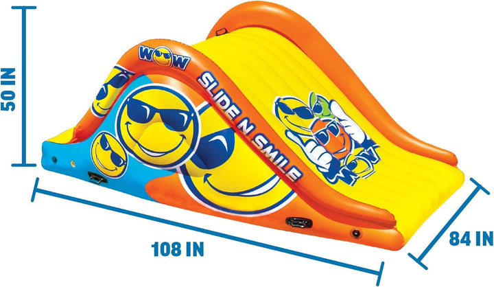 - Sports Slide N Smile - Inflatable Floating Giant Water Slide for Adults & Children - Pool Accessory - Perfect for Lake & Pool Parties - 2 Lanes (9 Ft)