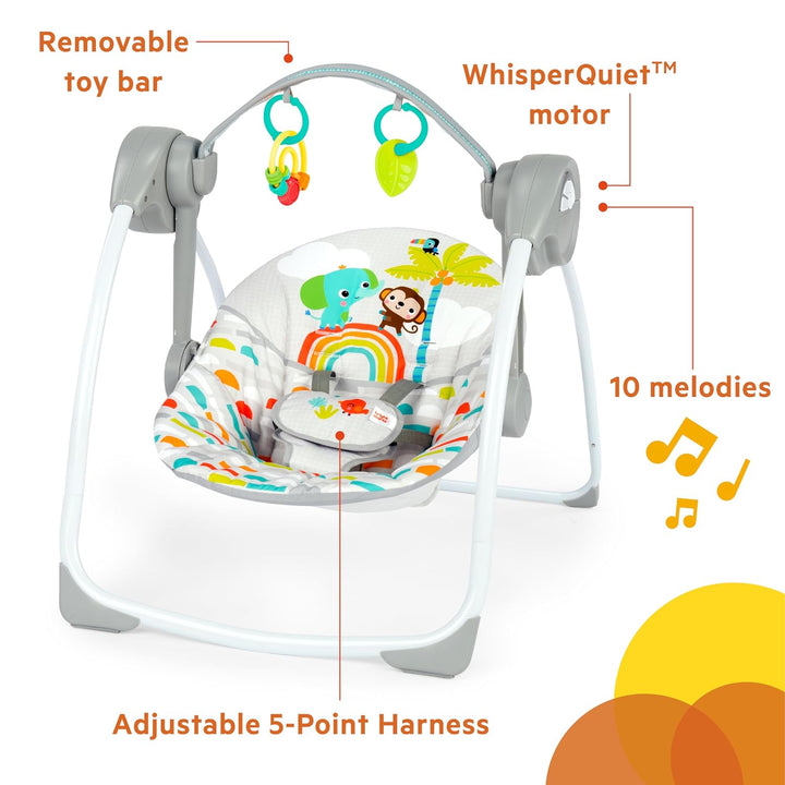 Playful Paradise Portable Compact Automatic Baby Swing with Music, Unisex, Newborn +