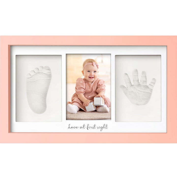 Baby Hand and Footprint Kit - Clay Handprint Keepsake Frame, Newborn Nursery Picture Frame, Personalized New Mom Gifts for Baby Shower & Registry (Alpine White)
