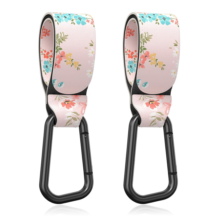 Baby Stroller Hooks for Hanging Bags, Universal Stroller Clips Accessories, Mommy Hook for Diaper Bag, Shopping Cart, Purse, Backpack - 2 Pack, Abstract Leaf
