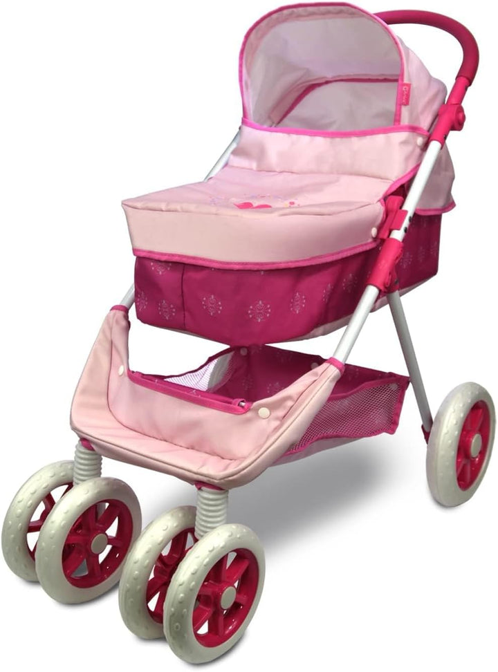 Baby Doll Collection Doll Stroller Heart Design Gifts for Toddlers and Girls Foldable Doll Stroller
