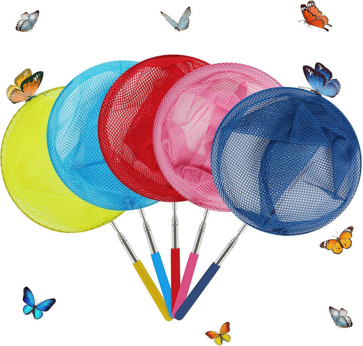 Kids Telescopic Butterfly Fishing Nets Great for Catching Insect Net Perfect Outdoor Tools for Catching Bugs Fish Insect Ladybird, Extendable 34 Inches and anti Slip Grip (3 Pack)