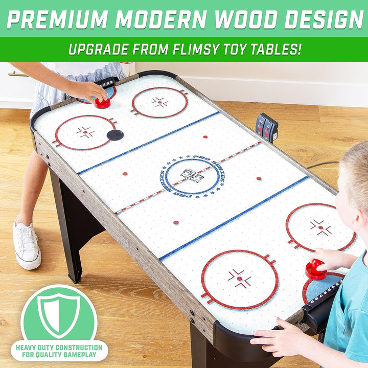 48 Inch Air Hockey Arcade Table for Kids - Oak or Black - Includes 2 Pushers, 3 Pucks, AC Motor, and LED Scoreboard
