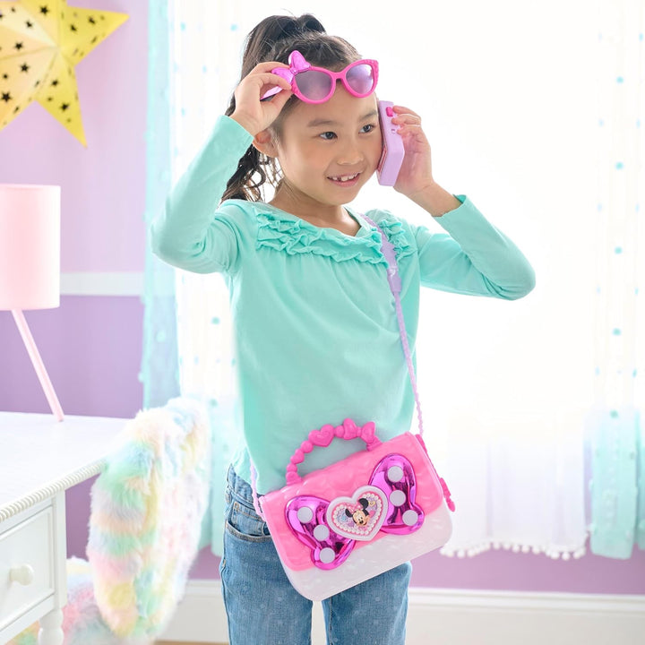 Disney Junior Minnie Mouse Bowfabulous Bag Set, 7-Piece Dress up and Pretend Play Toy Purse, Kids Toys for Ages 3 up by