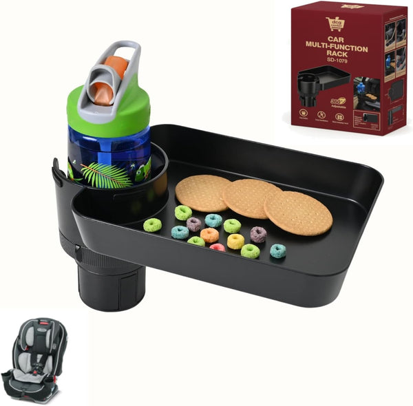 Car Seat Tray for Kids, Adjustable Base Car Seat Tray, Car Seat Cup Holder Snack Tray, Car Seat Tray for Kids Travel, Cup Holder Tray for Snacks, Car Seat Tray for Toddler, Car Seat Cup Holder Tray