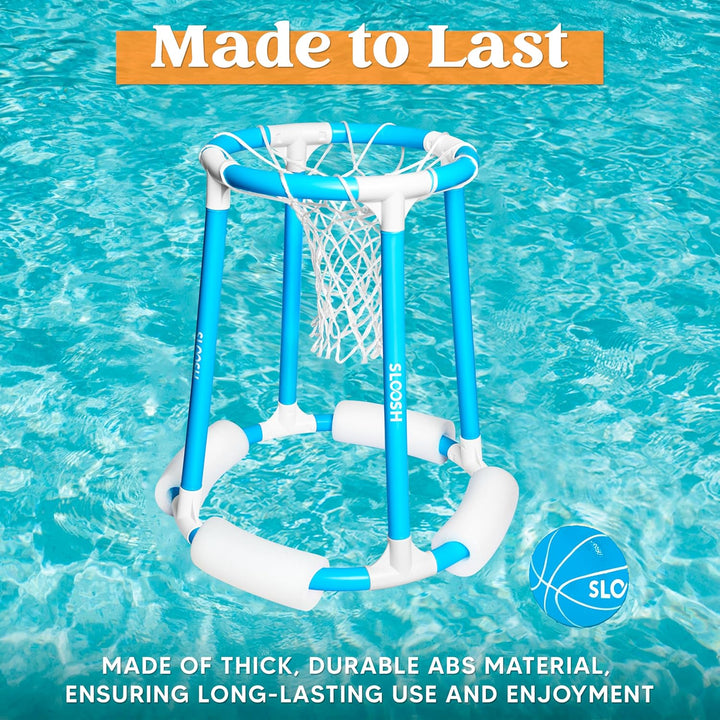 Pool Basketball Hoop Set, Floating Basketball Pool Game, Swimming Floats Toys with Balls Pump, Summer Outdoor Water Play Toy for Kids and Adults (Blue)